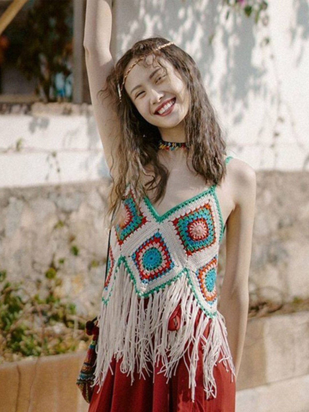 

DressBerry Green Self Design Crop Top