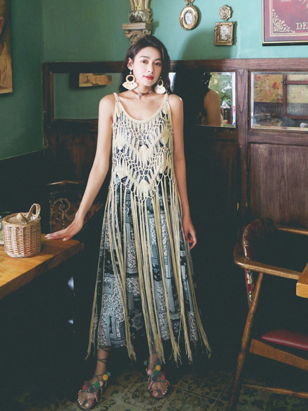 

DressBerry Beige Self Design Embroidered Shoulder Straps Top