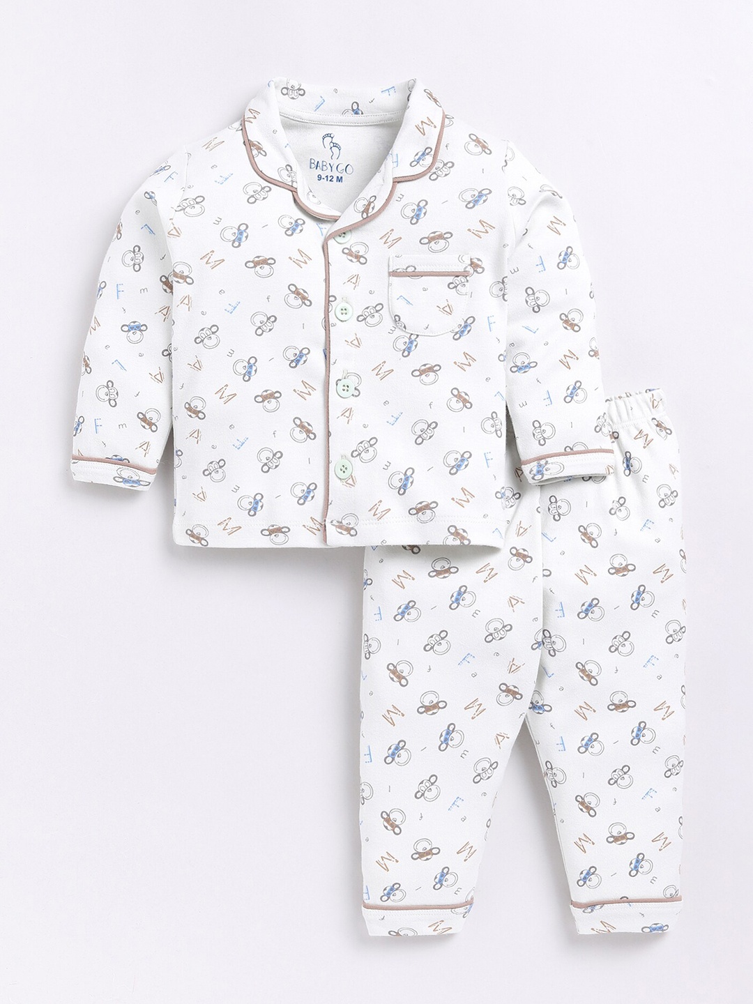 

BABY GO Boys Printed T-shirt with Pyjamas, White