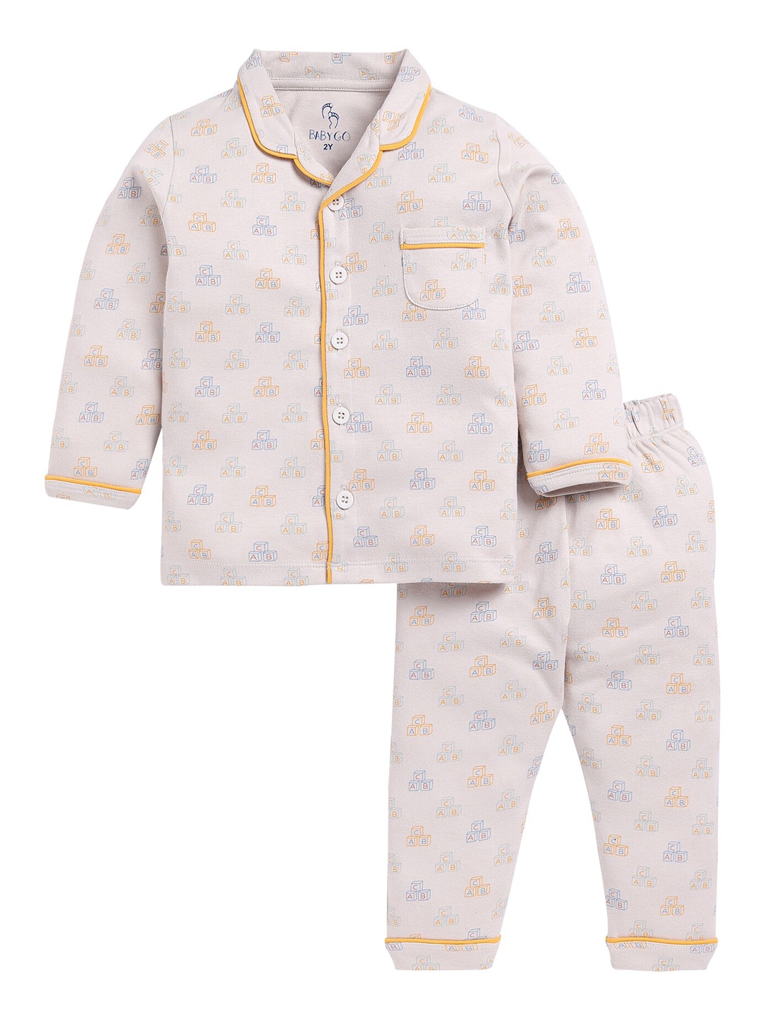 

BABY GO Boys Printed T-shirt with Pyjamas, Beige