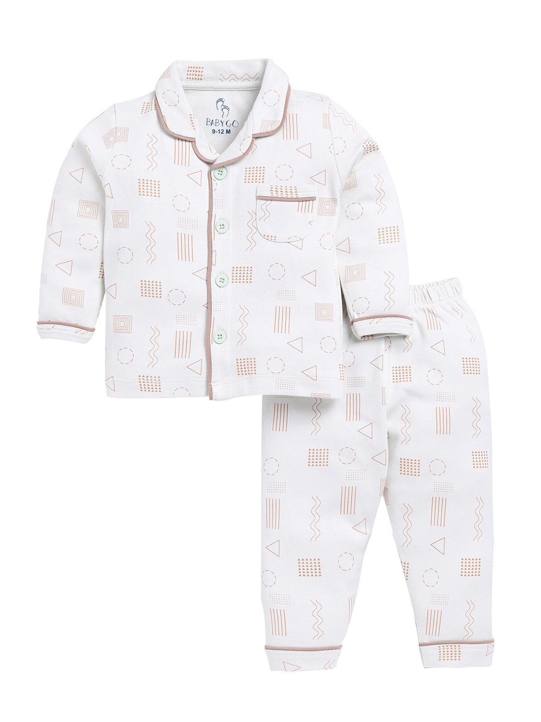 

BABY GO Boys Printed T-shirt with Pyjamas, Off white