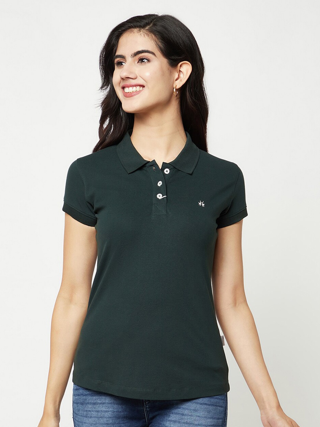 

Crimsoune Club Polo Collar Slim Fit Cotton T-shirt, Green