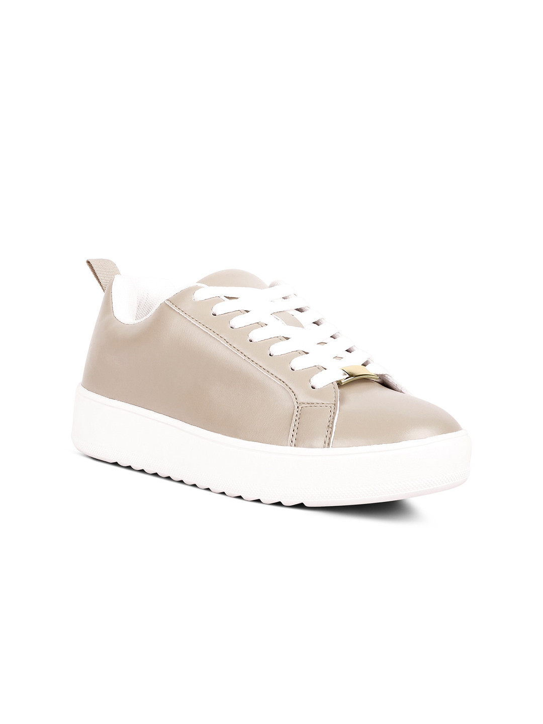 

London Rag Women Perforations PU Flatforms, Tan