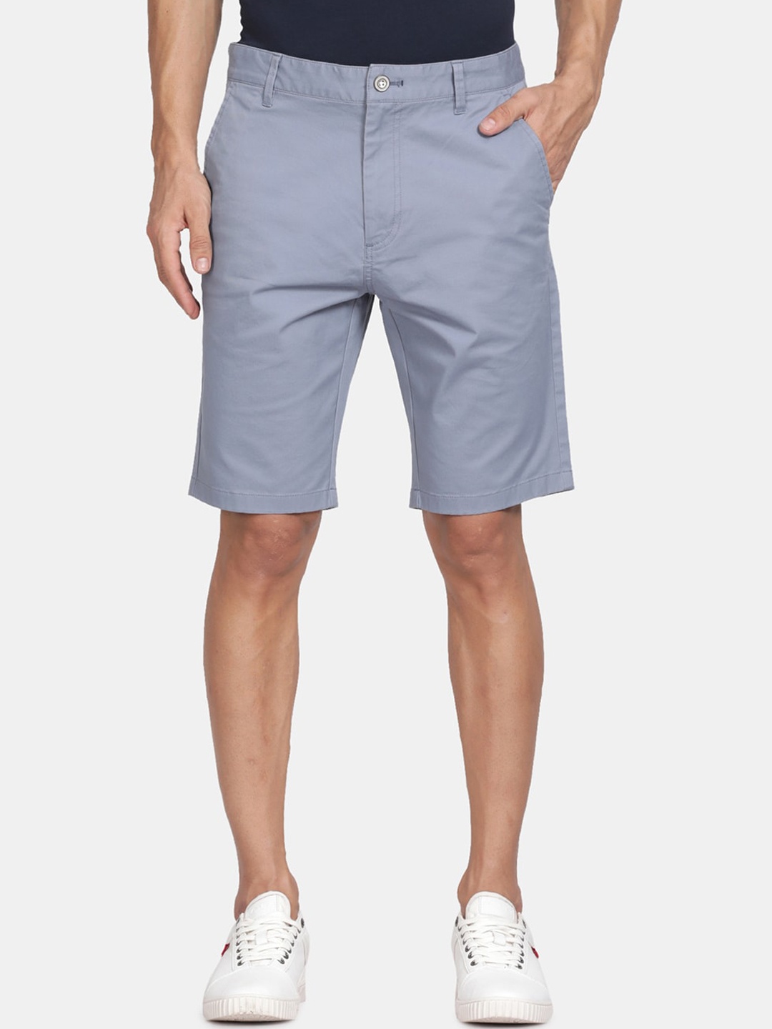 

t-base Men Mid-Rise Cotton Chino Shorts, Blue