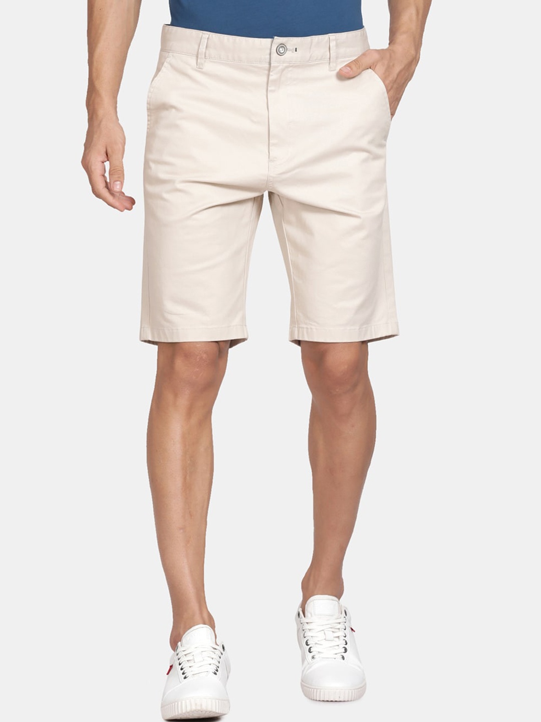 

t-base Men Mid-Rise Cotton Chino Shorts, Beige