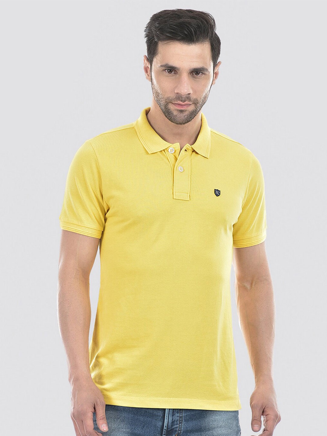 

Numero Uno Polo Collar Pure Cotton T-shirt, Yellow