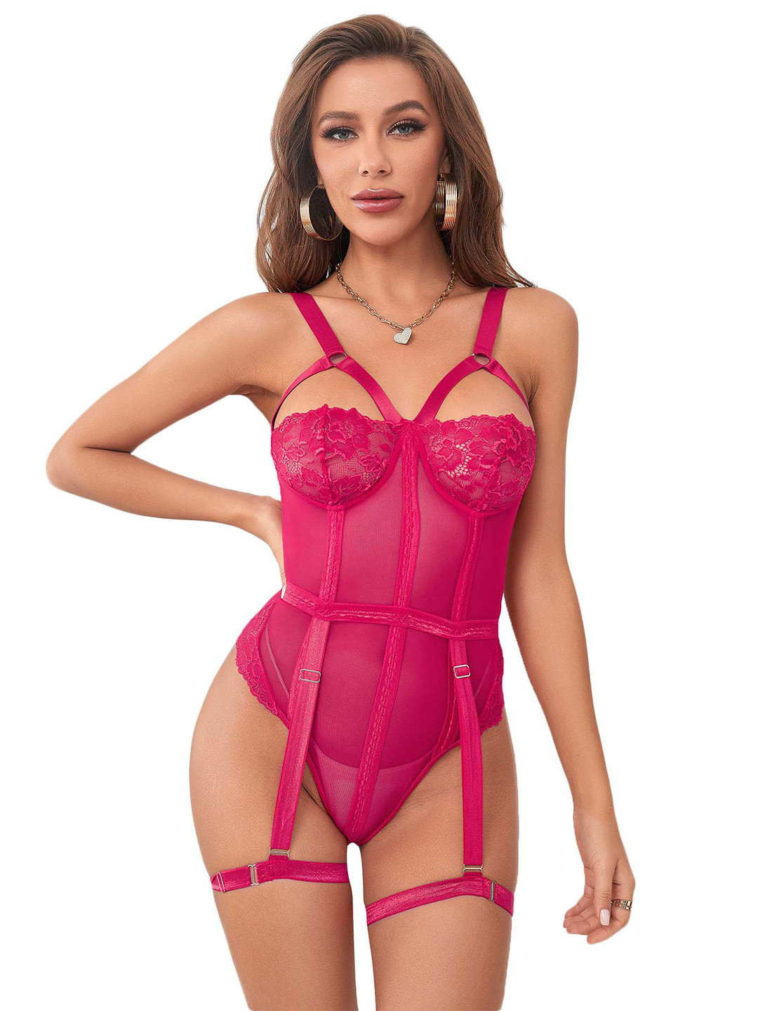 

Elecurve Women Shoulder Straps Asymmetric Baby Doll, Pink