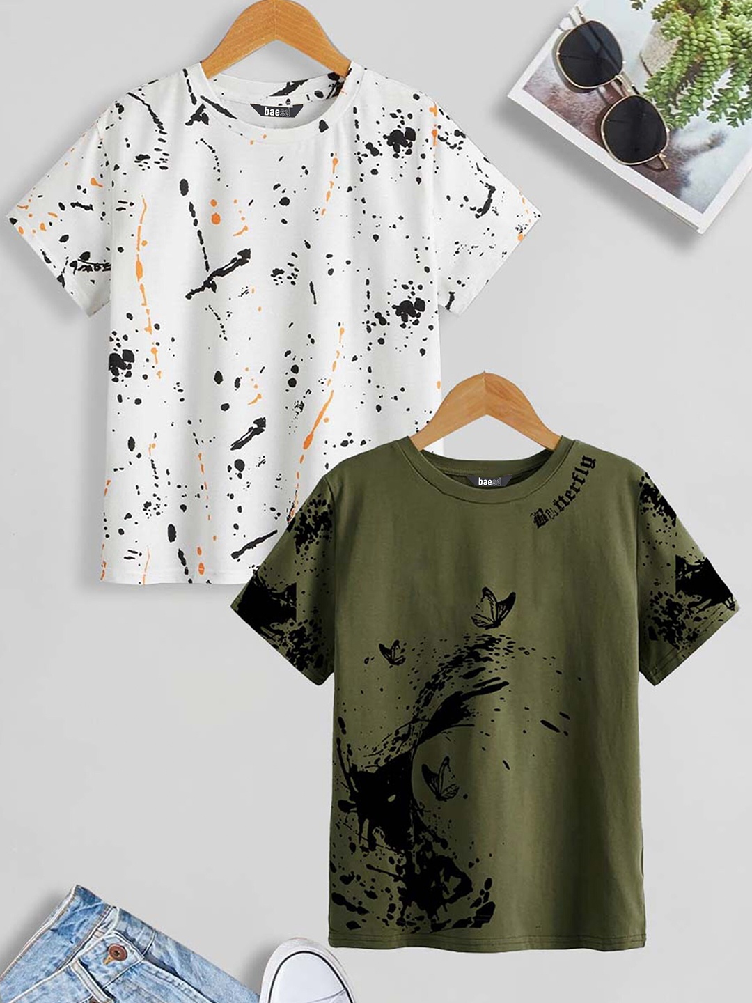 

BAESD Boys Pack Of 2 Printed Pure Cotton T-shirts, White