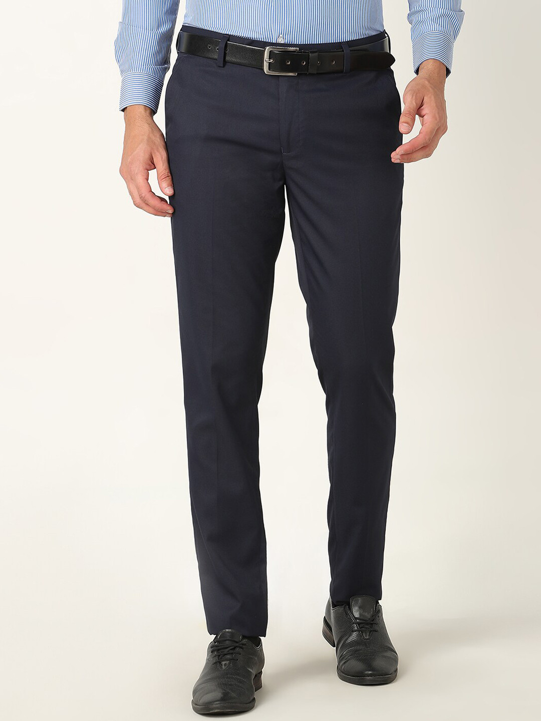

R&B Men Slim Fit Formal Trousers, Blue