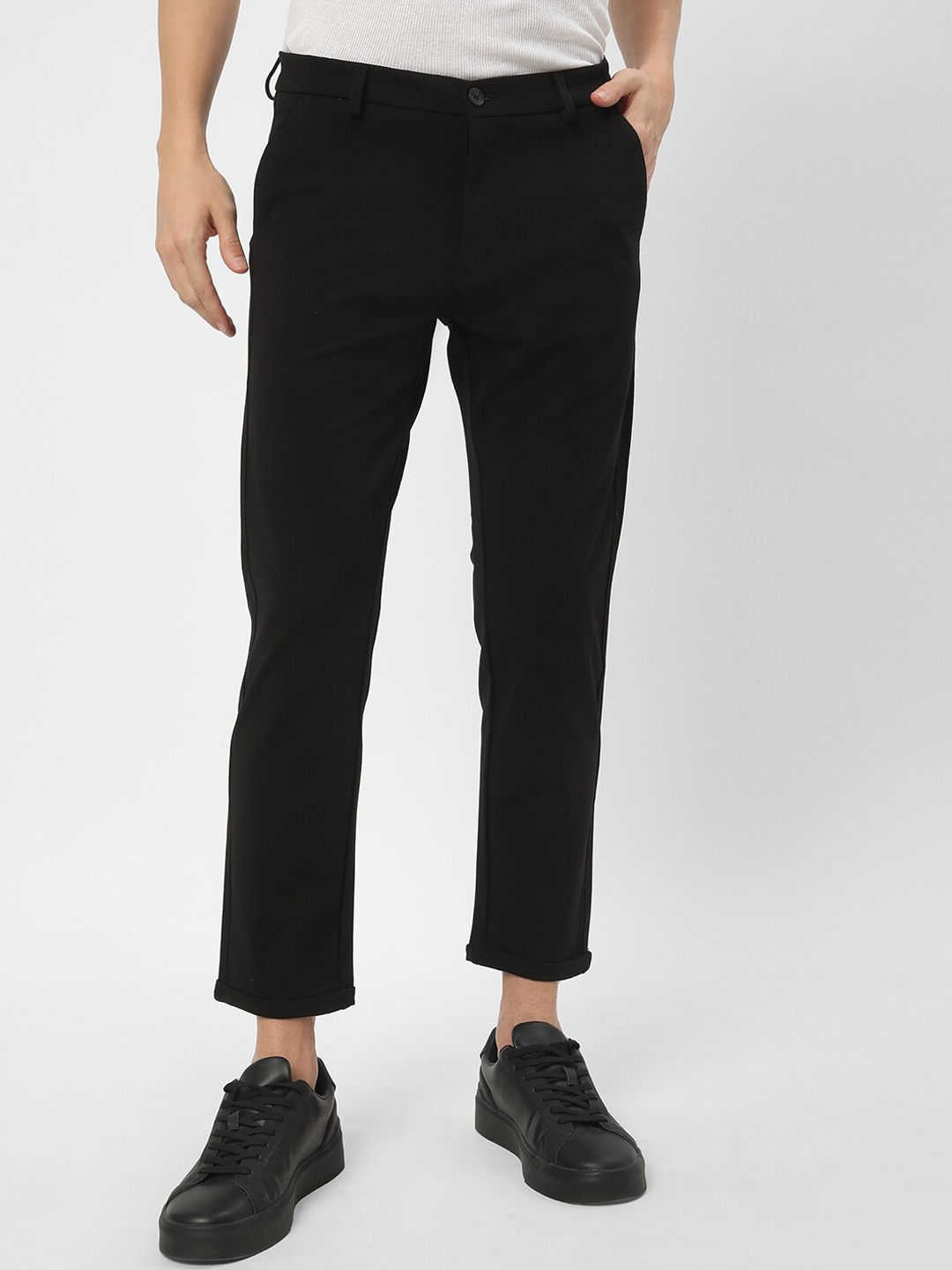 

R&B Men Slim Fit Chinos Trousers, Black