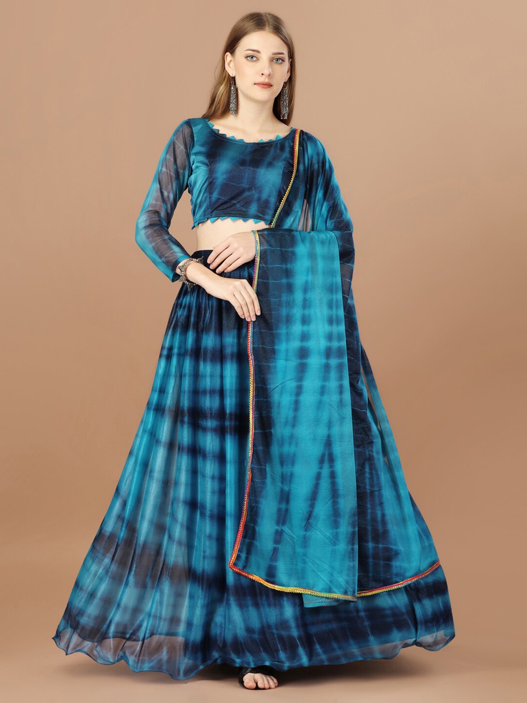 

Mitera Printed Semi-Stitched Lehenga & Unstitched Blouse With Dupatta, Blue