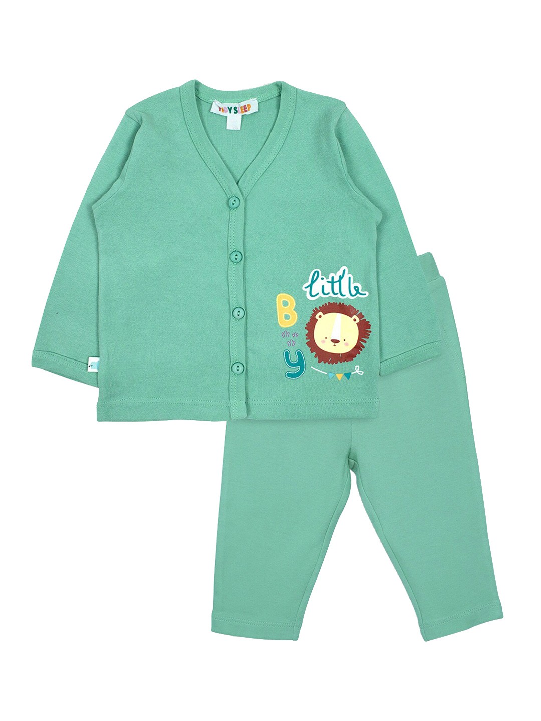 

TIDY SLEEP Infant Printed Pure Cotton Shirt with Pyjamas, Green