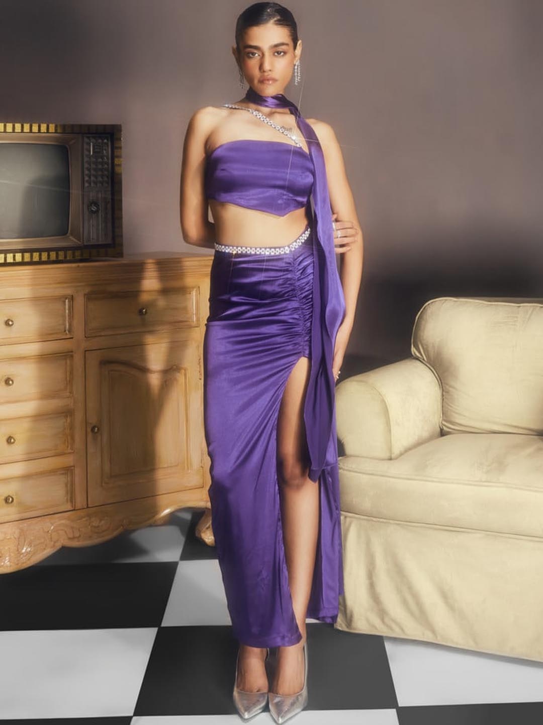 

Lea Clothing Co. Pencil Straight Midi Skirts, Purple