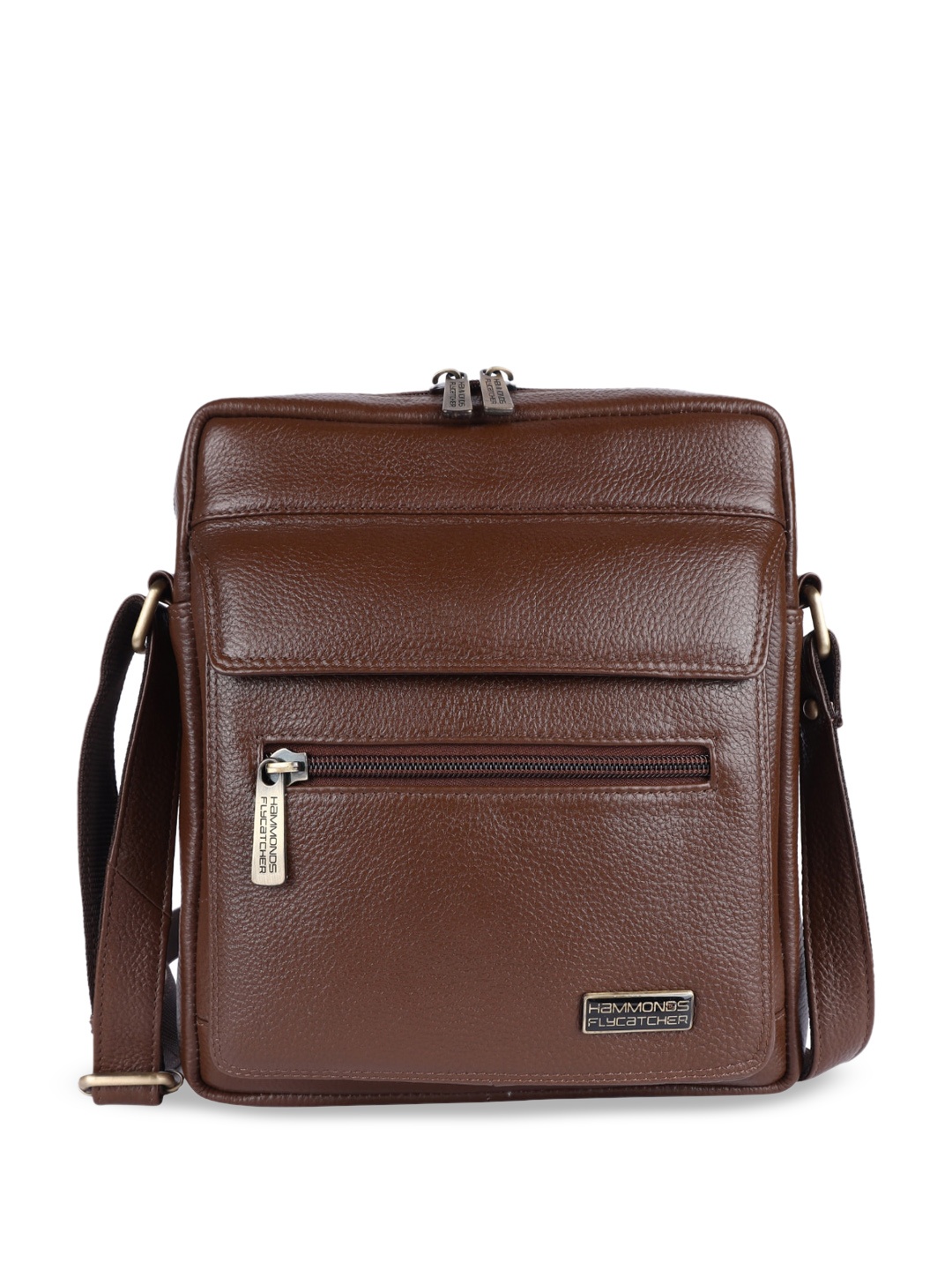 

HAMMONDS FLYCATCHER Textured Leather Bowling Sling Bag, Brown