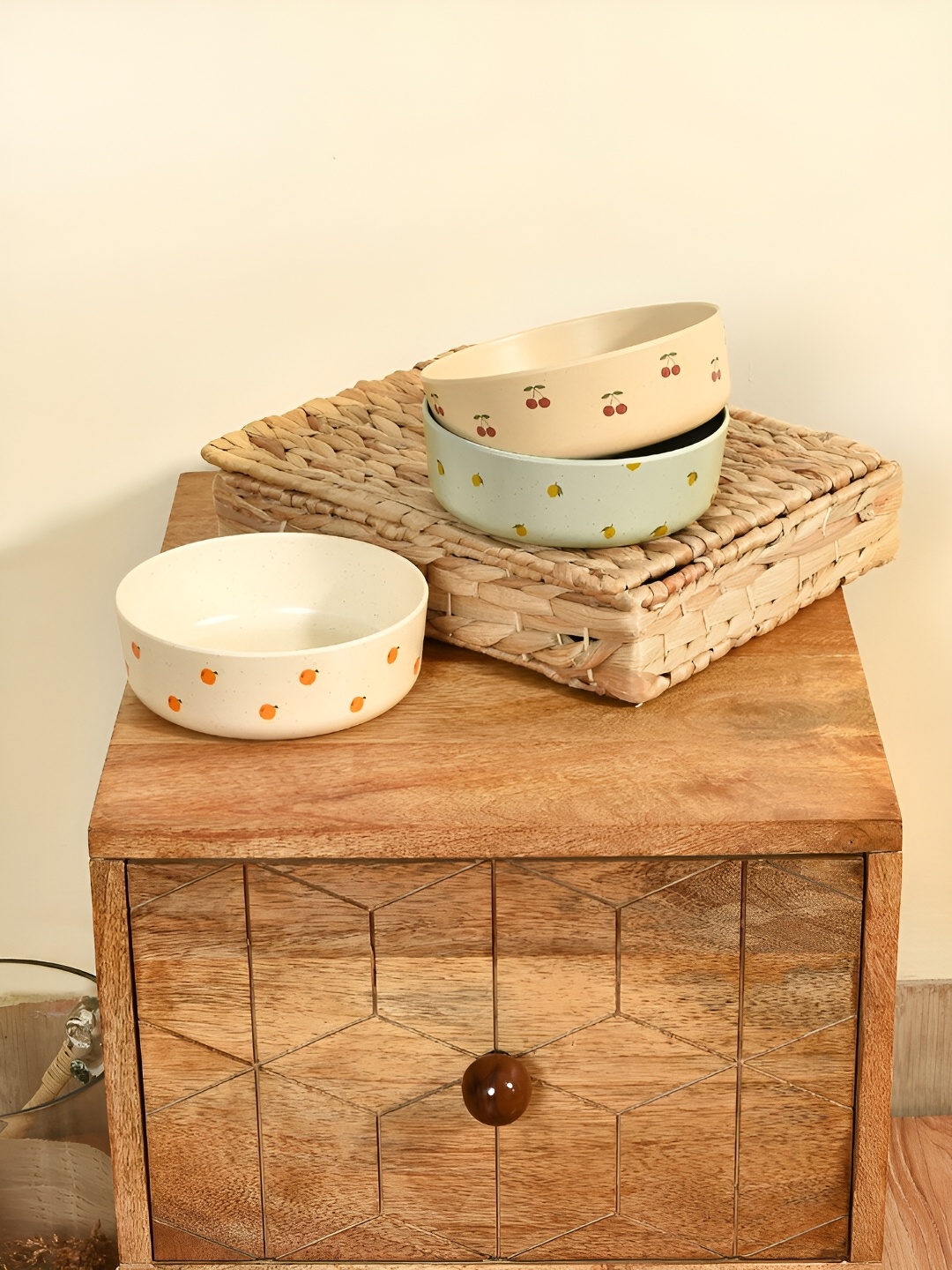 

MiArcus Kids Green & Beige 3 Pieces Melamine Bowl Set