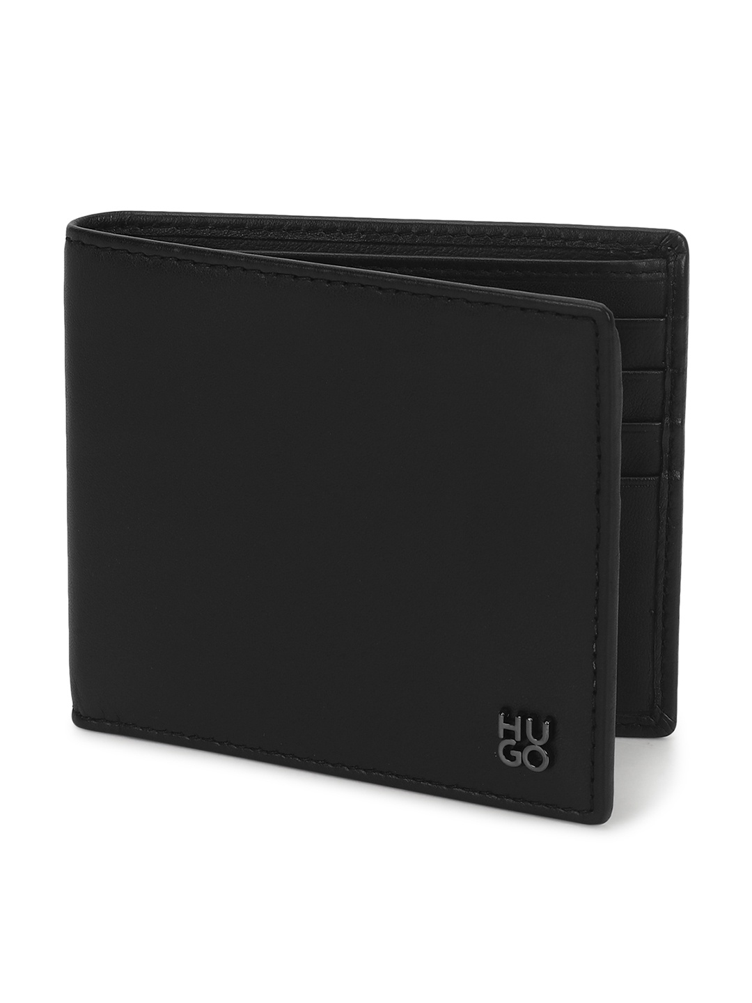 

HUGO Men Leather Two Fold Wallet, Black