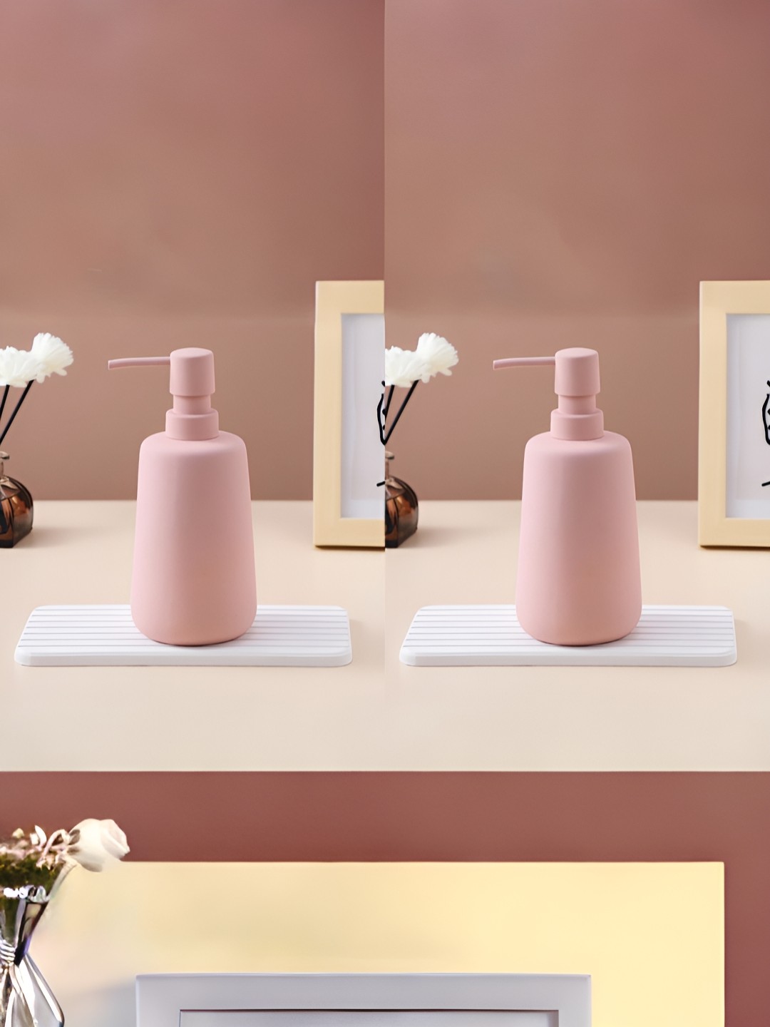 

USHA SHRIRAM Pink 2 Pieces Ceramic Soap Dispenser Bottle 260 ml Each