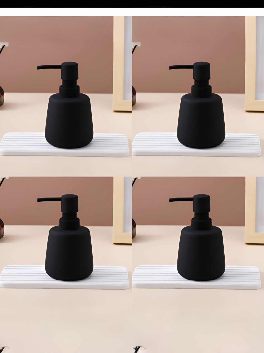

USHA SHRIRAM Black 4 Pieces Ceramic Matte Soap Dispenser Bottle 260 ml Each