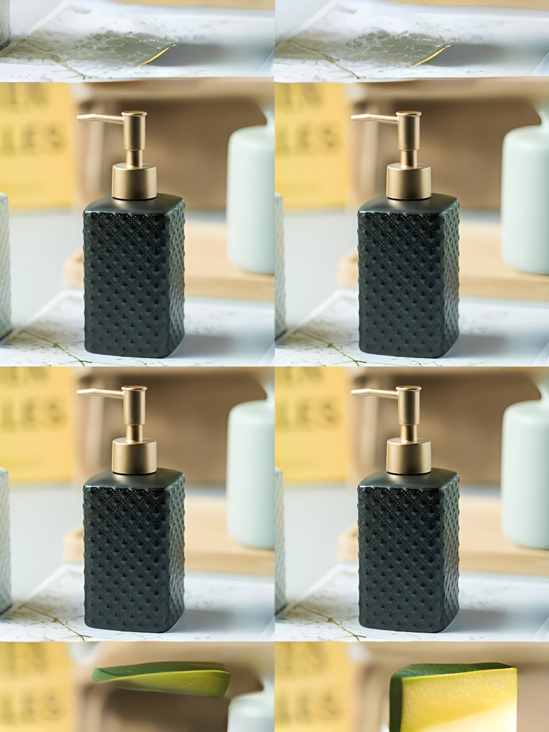 

USHA SHRIRAM Grey 4 Pieces Ceramic Soap Dispensers 350 ml