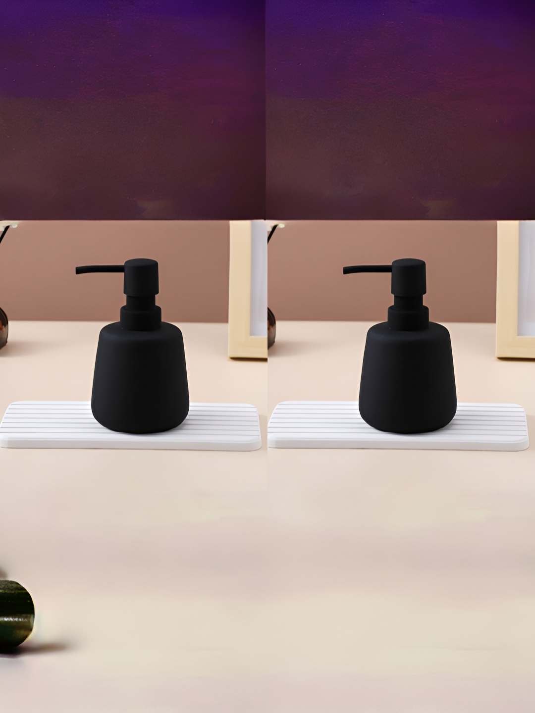 

USHA SHRIRAM Black 2 Pieces Ceramic Soap Dispenser 260 ml