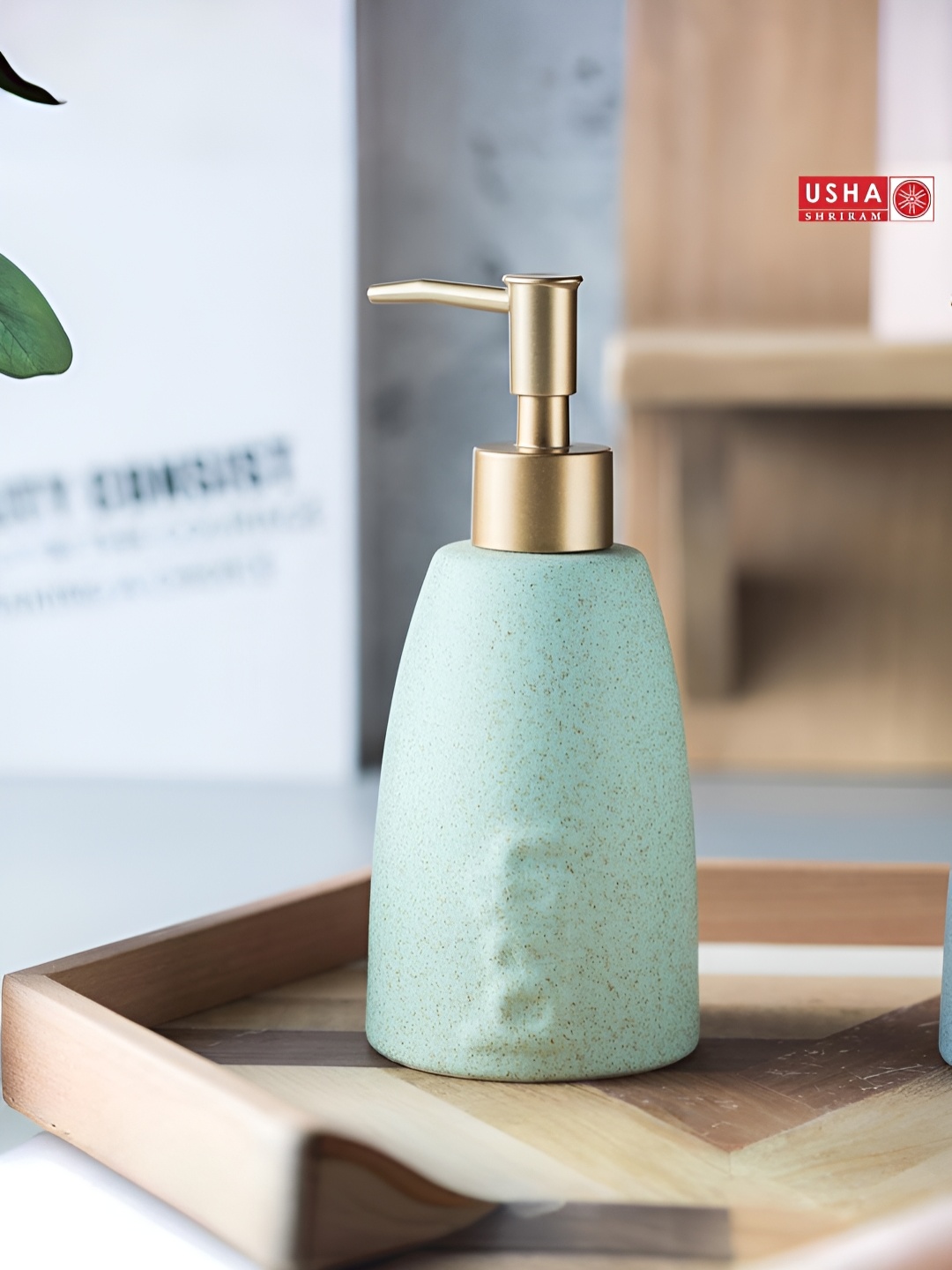 

USHA SHRIRAM Green 2 Pieces Solid Ceramic Soap Dispenser 320 ml