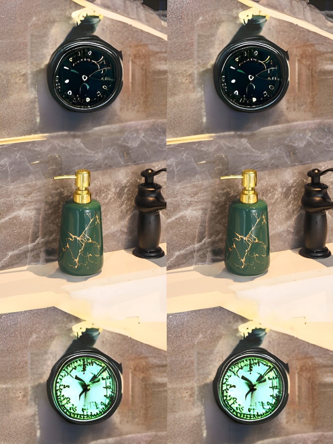 

USHA SHRIRAM Green 2 Pieces Abstract Ceramic Soap Dispenser 260 ml