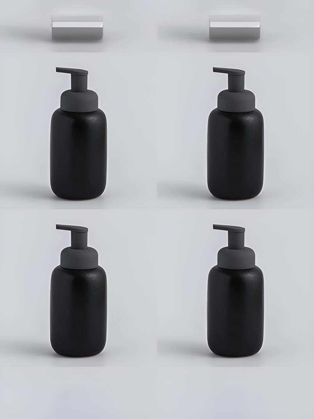 

USHA SHRIRAM Black 4 Pieces Ceramic Soap Dispenser 400 ml