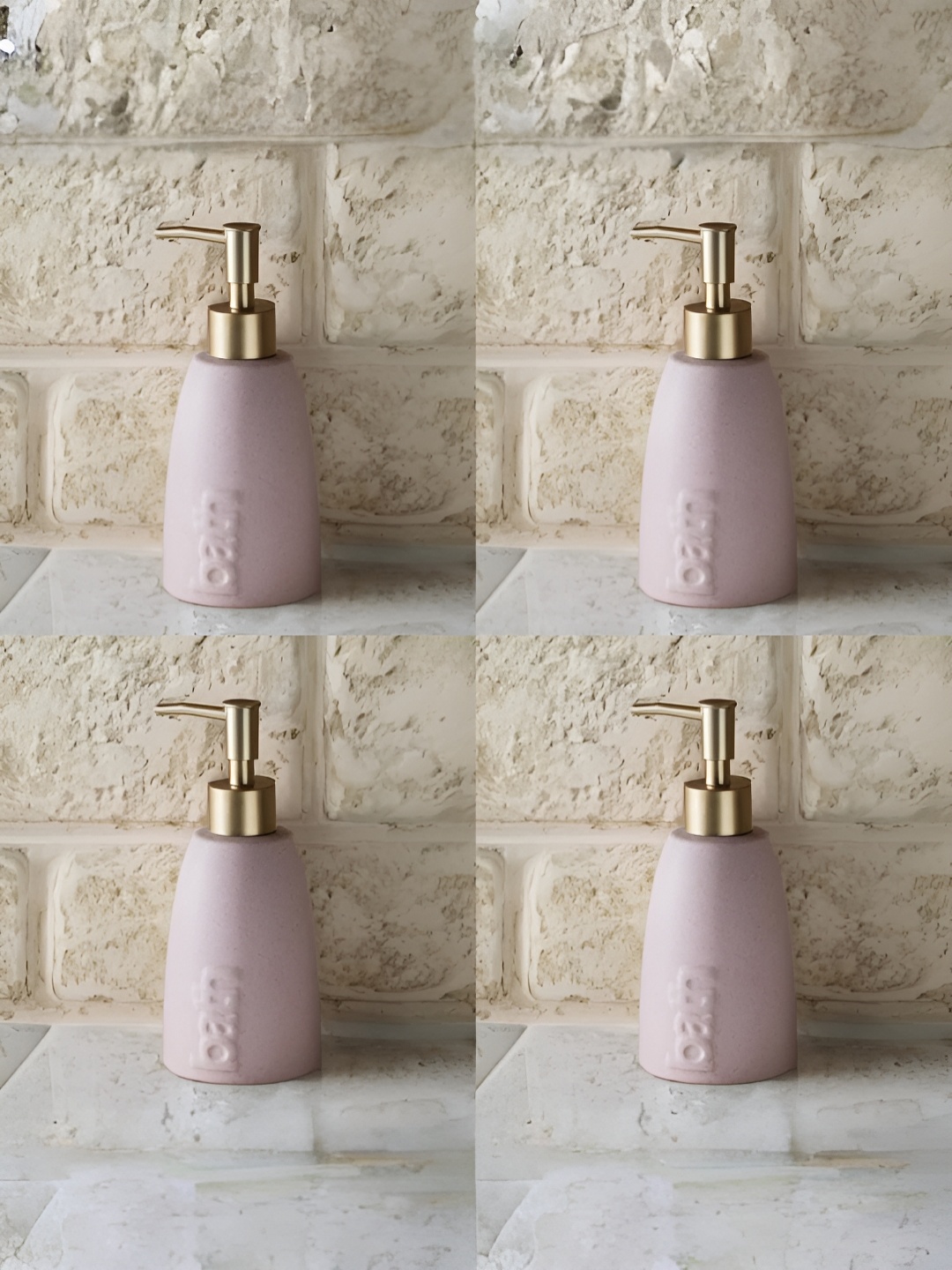 

USHA SHRIRAM Pink 4 Pieces Ceramic Contemporary Bath Accessories Set 320 ml
