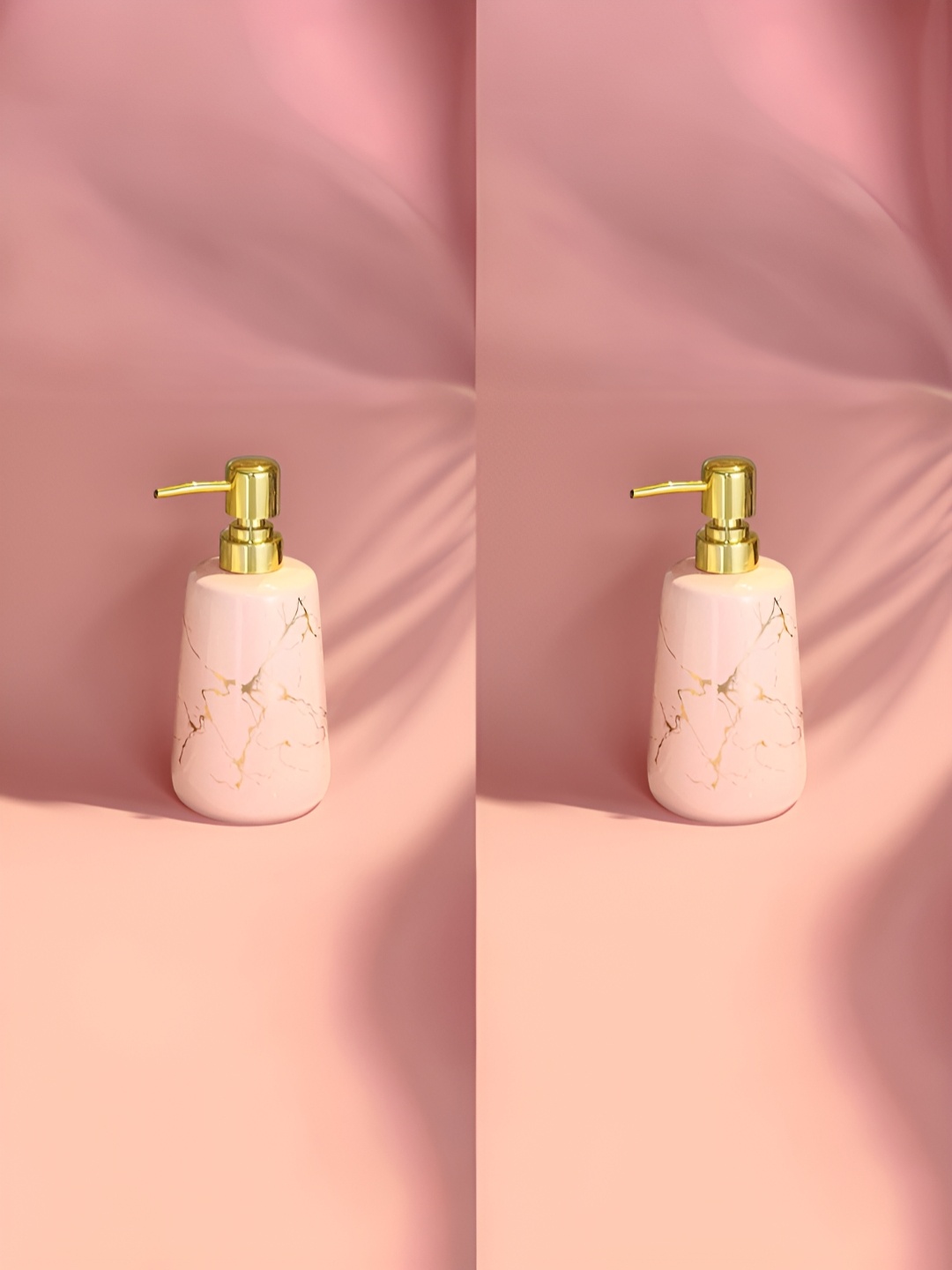 

USHA SHRIRAM Pink 2 Pieces Textured Glossy Contemporary Soap Dispenser 260 ml