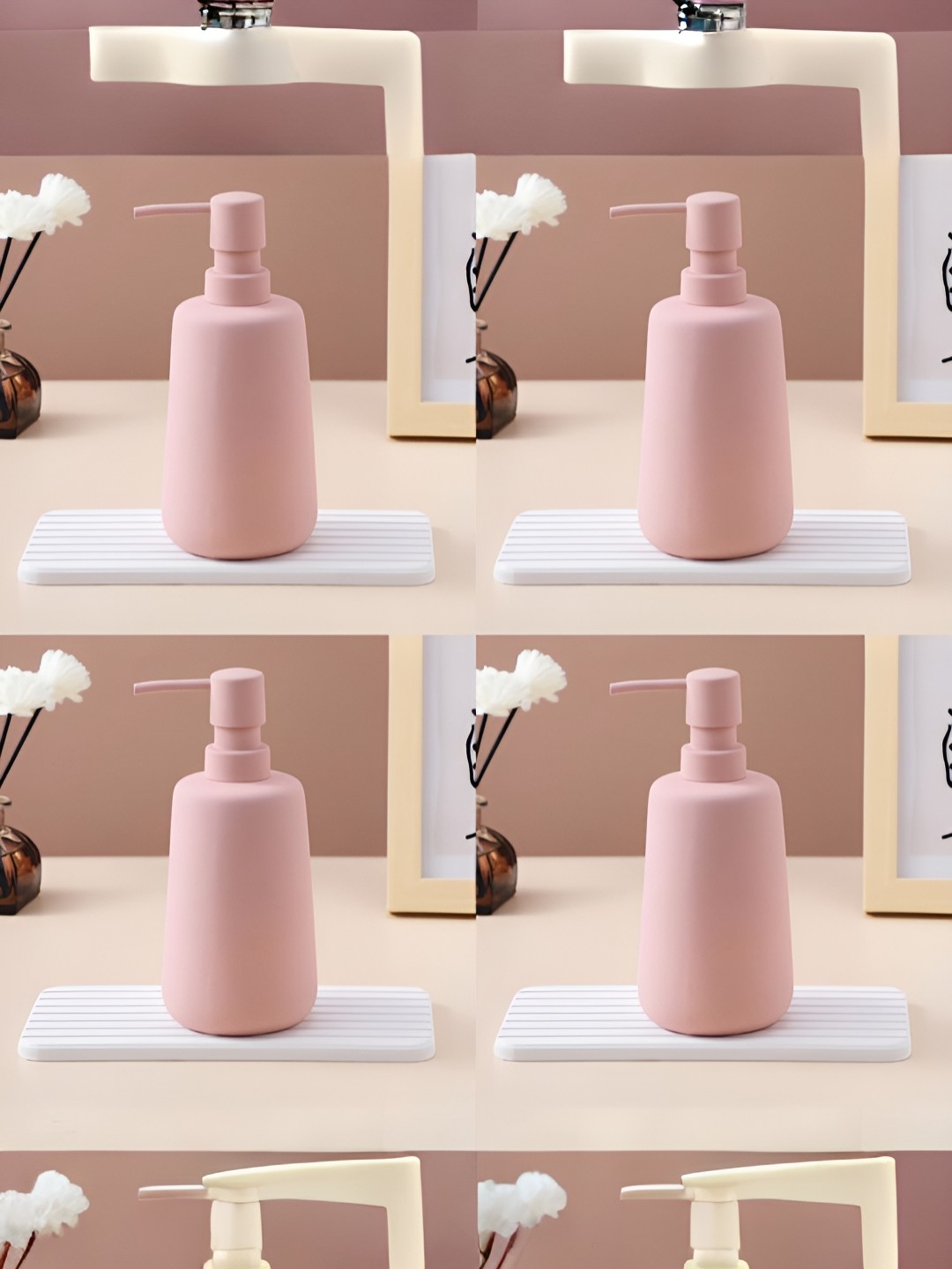 

USHA SHRIRAM Pink 4 Pieces Ceramic Soap Dispenser 260ml