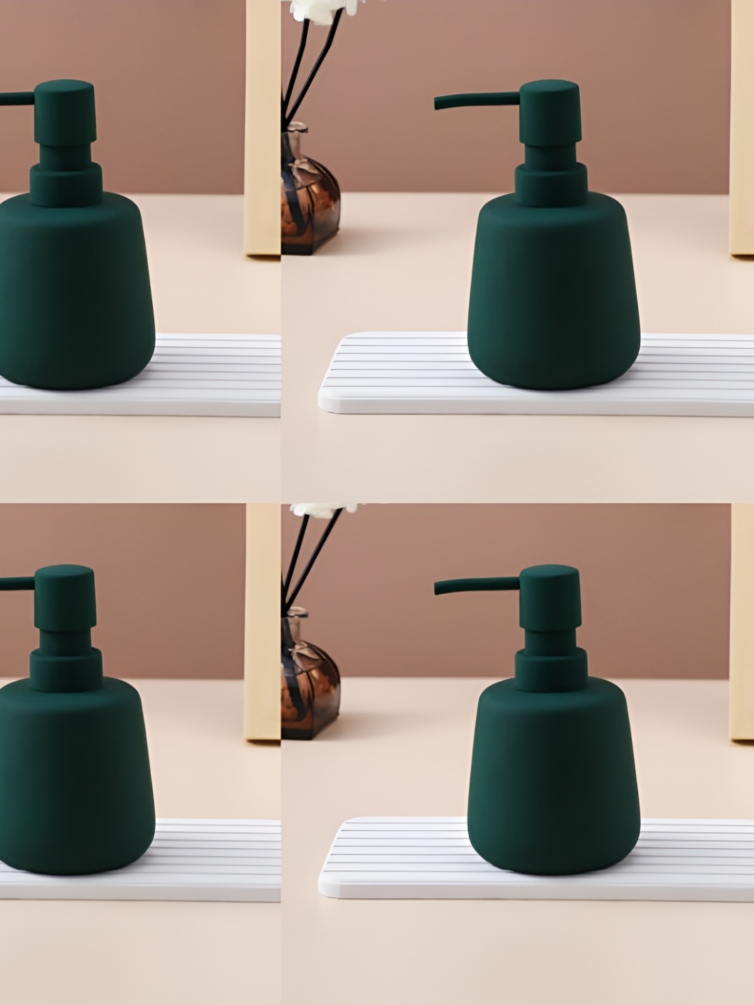 

USHA SHRIRAM Green 4 Pieces Ceramic Soap Dispenser Bottle 260 ml