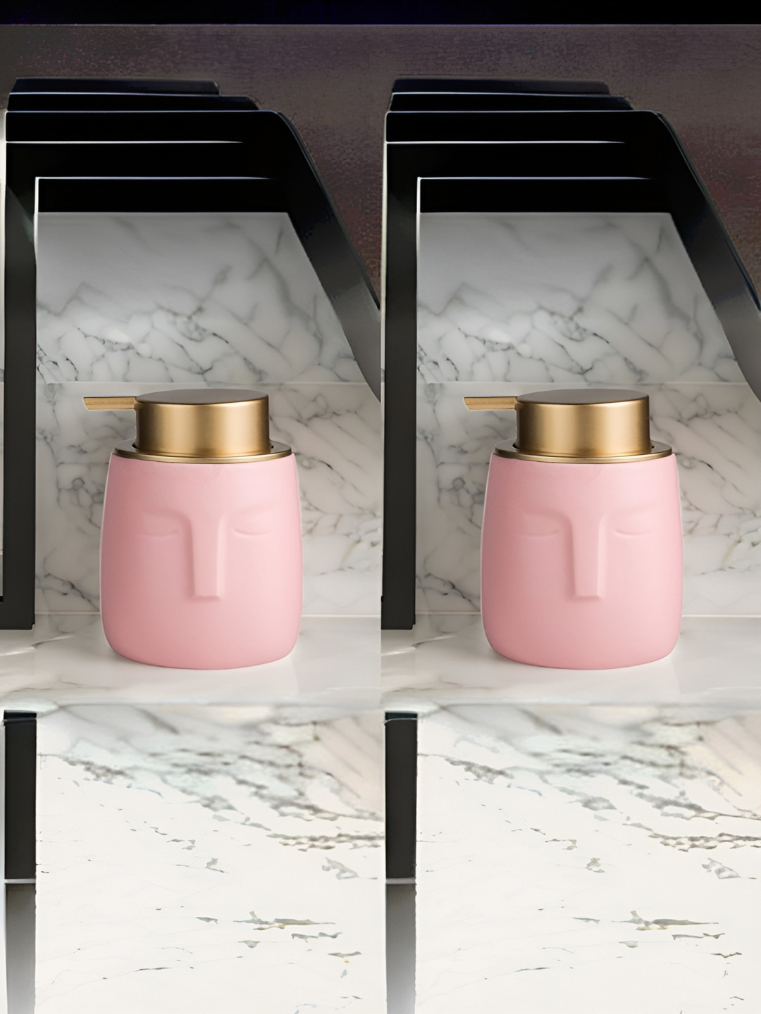

USHA SHRIRAM Pink 2 Pieces Ceramic Soap Dispenser 350ml