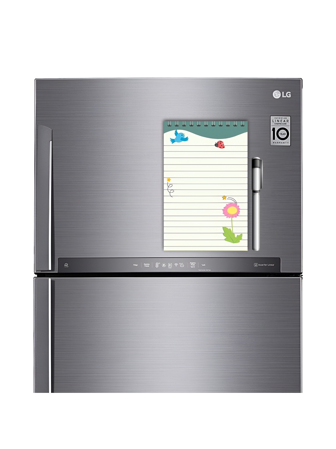 

ARTBUG White & Green Printed Decorative Fridge Magnet Notepad With Marker