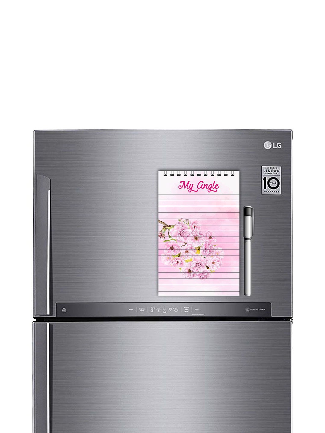 

ARTBUG Pink & White Printed Decorative Fridge Magnet Notepad With Marker