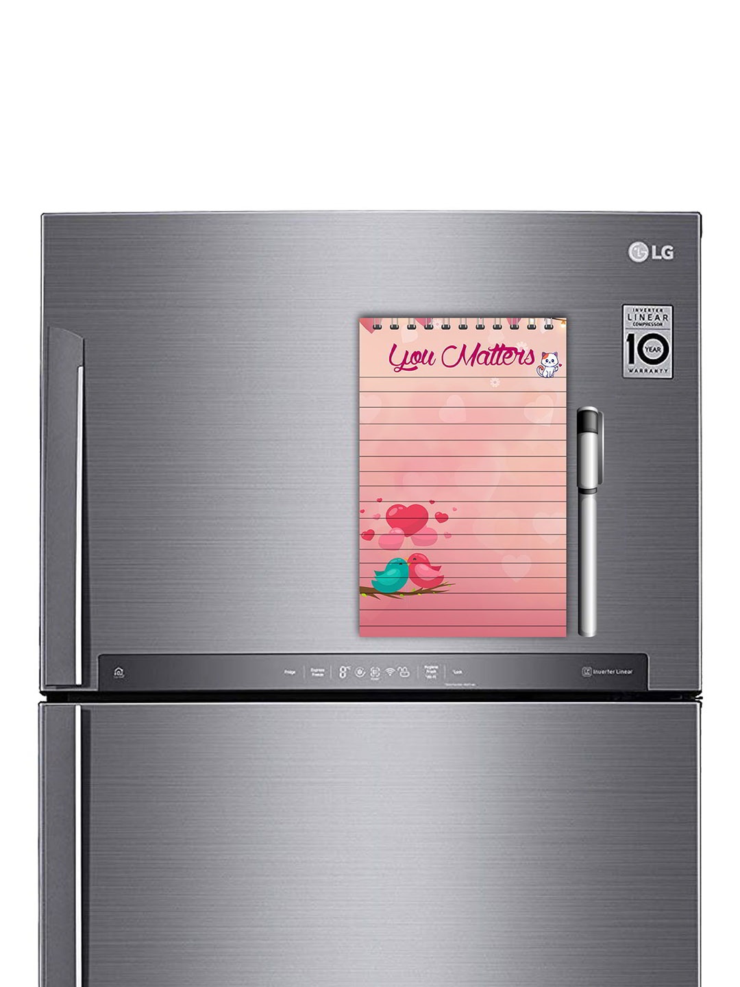 

ARTBUG Peach & Pink Printed Decorative Fridge Magnet Notepad With Marker