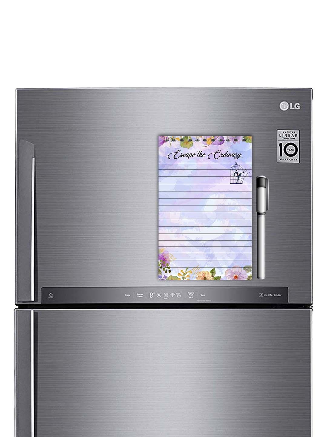 

ARTBUG Blue & Purple Printed Decorative Fridge Magnet Notepad With Marker