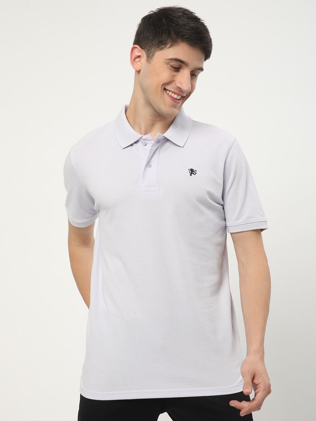 

R&B Regular Fit Short Sleeves Polo Collar Cotton T-shirt, Purple