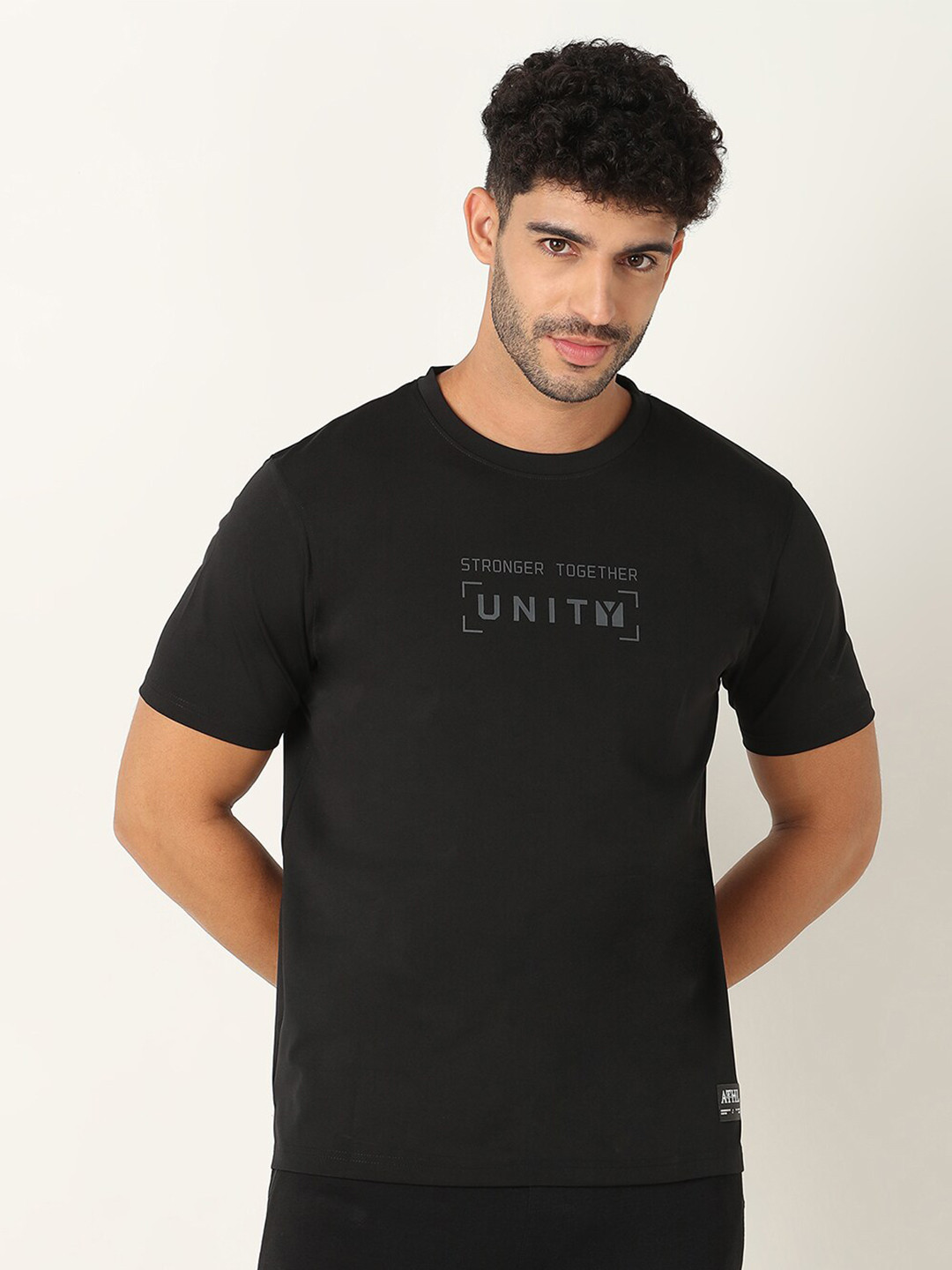 

R&B Typography Printed Round Neck T-shirt, Black