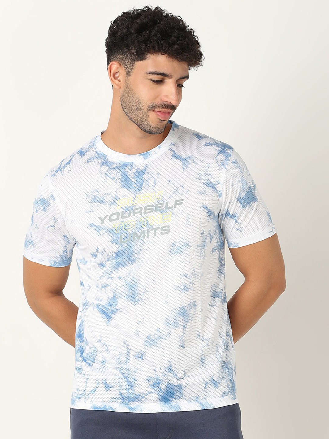 

R&B Abstract Printed Round Neck T-shirt, White