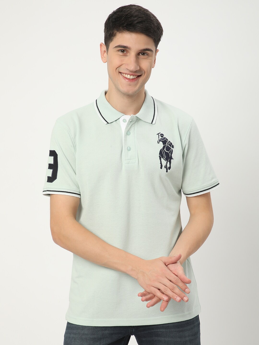 

R&B Polo Collar Cotton T-shirt, Green