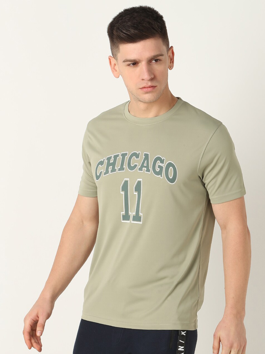 

R&B Men Typography Printed Round Neck T-shirt, Green