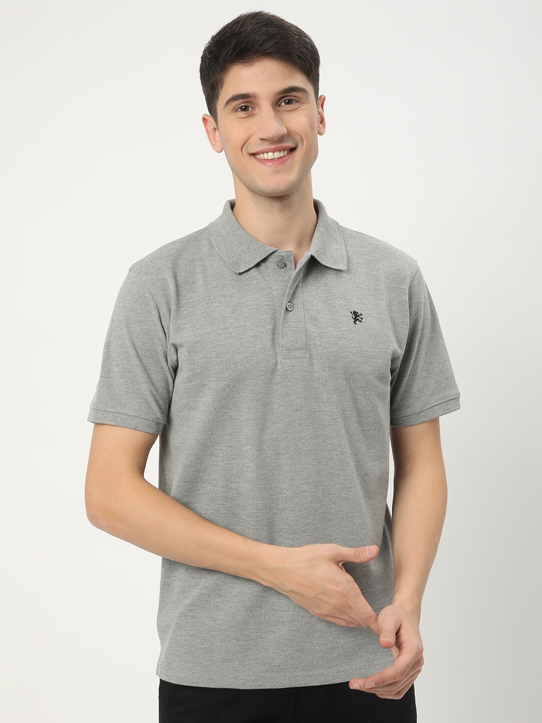 

R&B Polo Collar Short Sleeves T-shirt, Grey