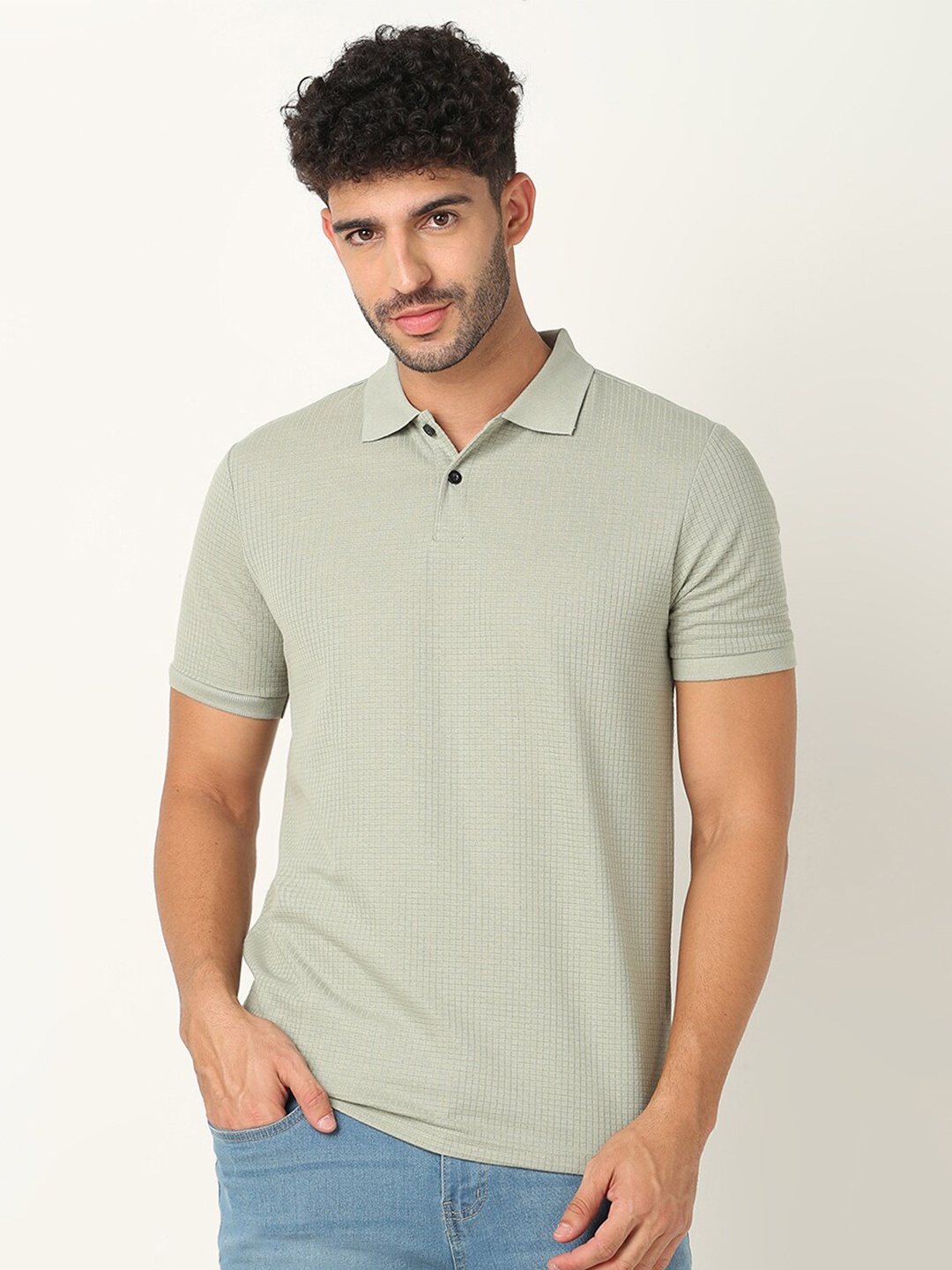 

R&B Polo Collar Cotton T-shirt, Green