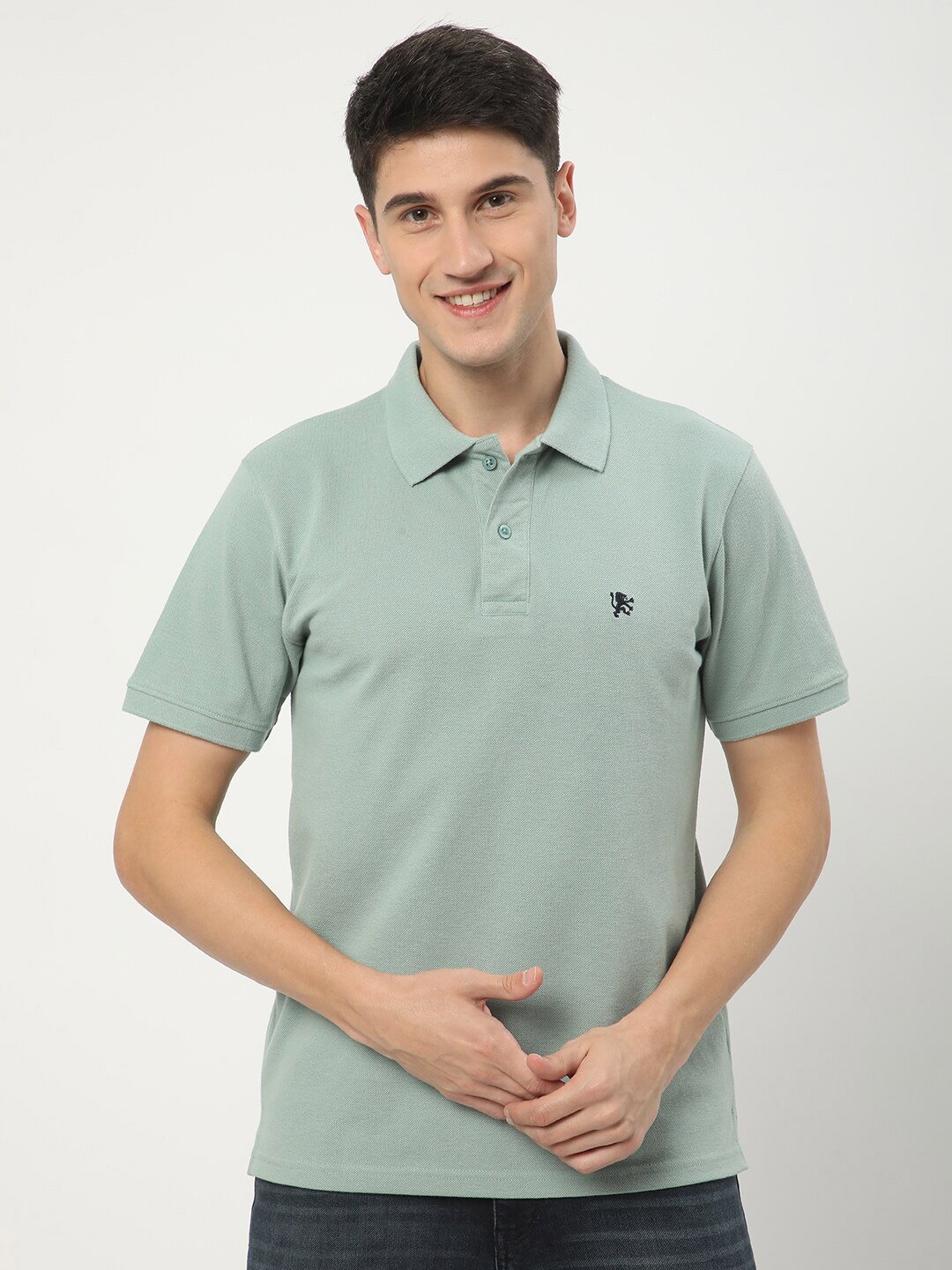 

R&B Polo Collar Cotton T-shirt, Green