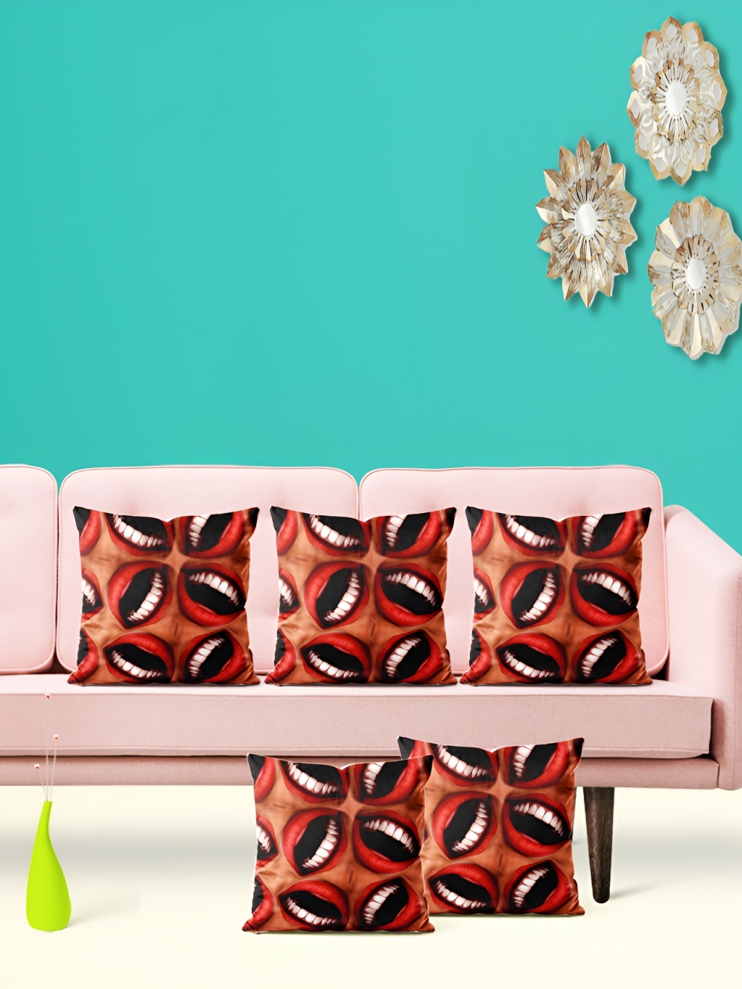 

ArtzFolio Brown & Black 5 Pieces Printed Square Cushion Covers