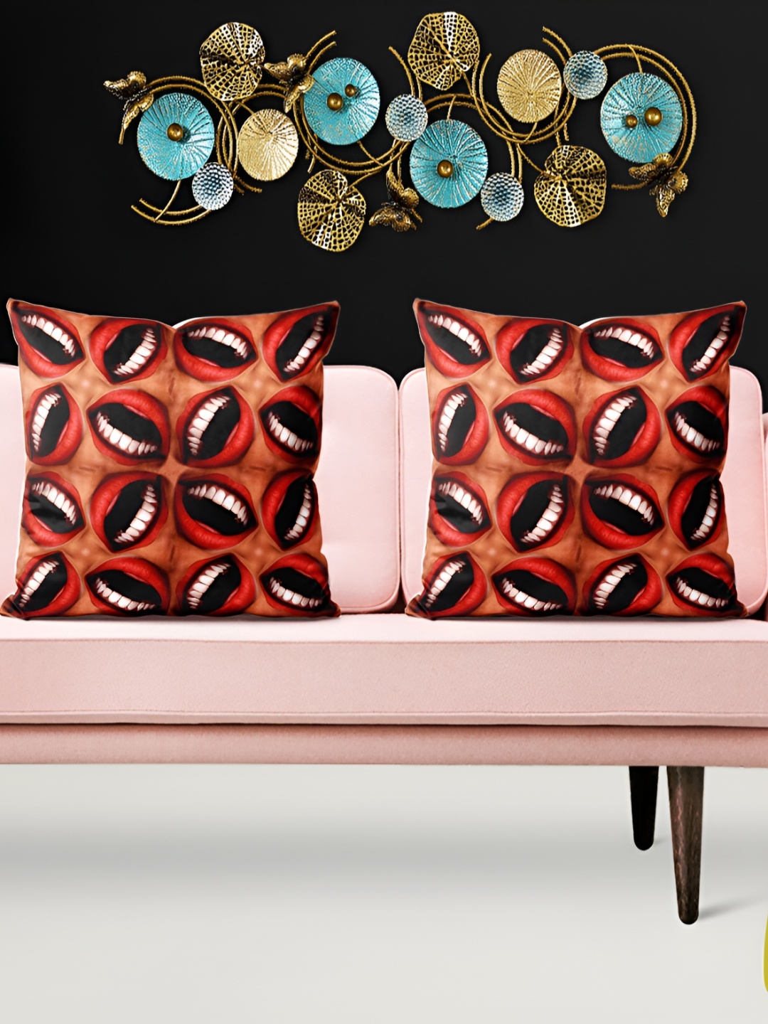 

ArtzFolio Brown & Red 5 Pieces Printed Velvet Square Cushion Covers