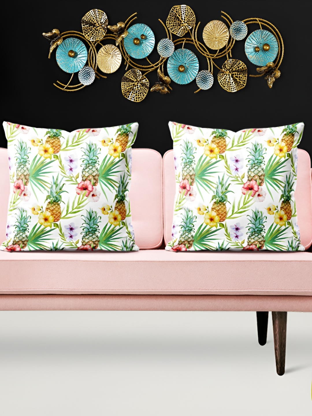 

ArtzFolio White & Green 5 Pieces Floral Printed Square Cushion Covers