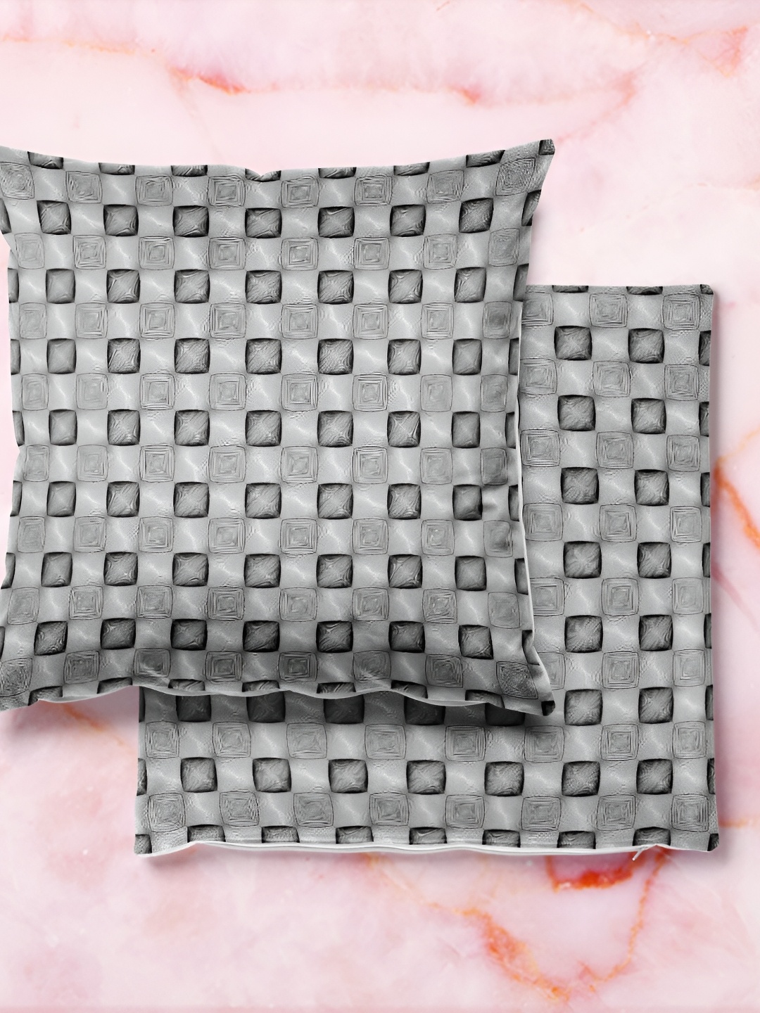 

ArtzFolio Grey & Black 5 Pieces Geometric Printed Velvet Square Cushion Covers