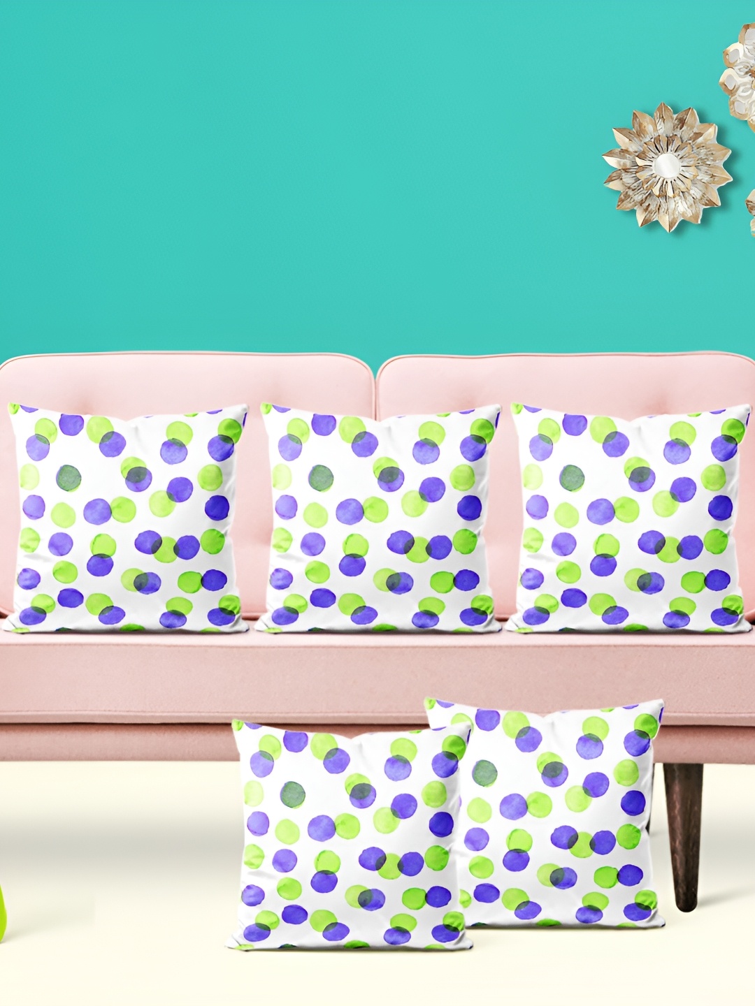 

ArtzFolio White 5 Pieces Geometric Printed Square Cushion Covers