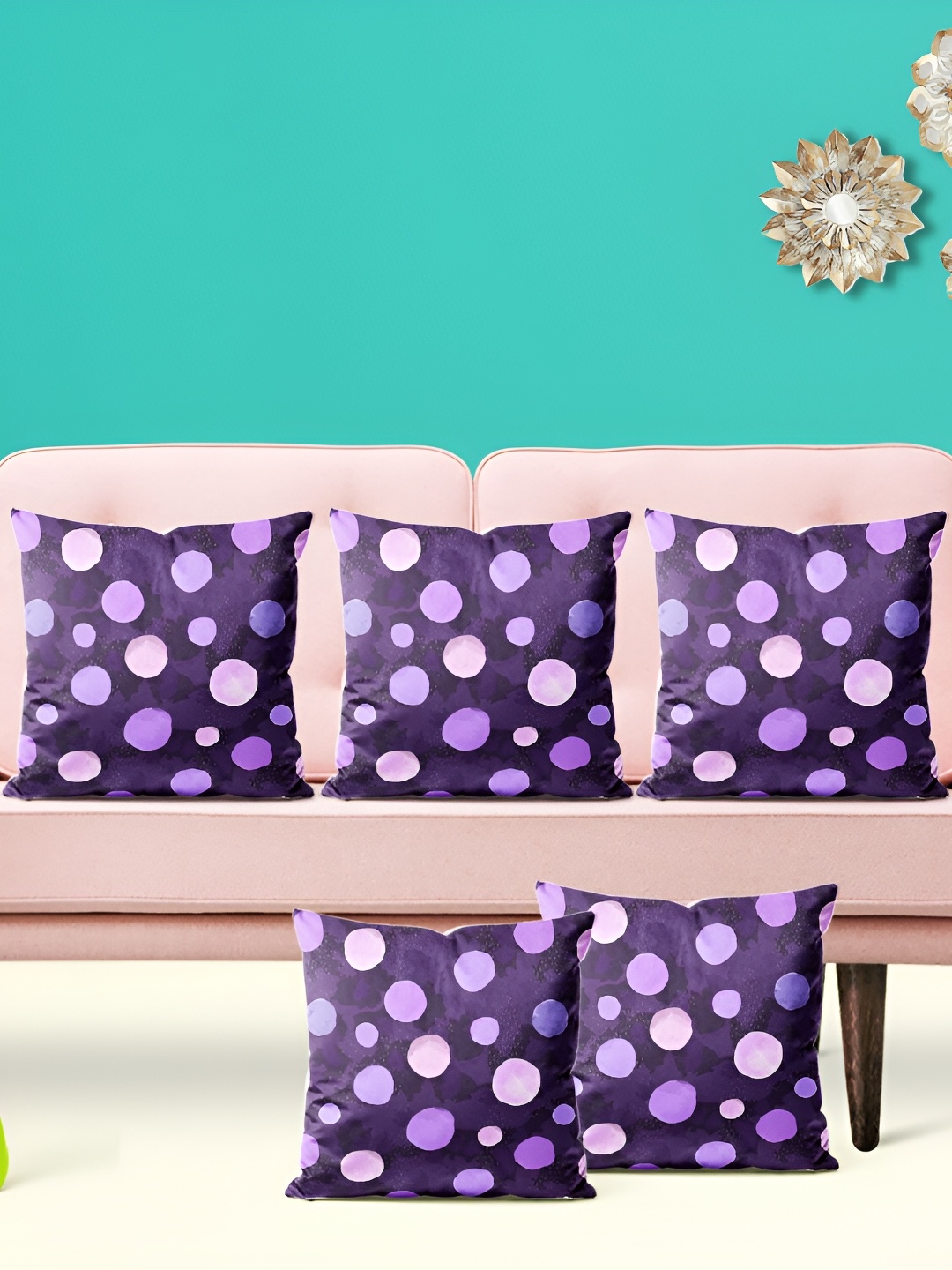 

ArtzFolio Purple 5 Pieces Square Cushion Covers